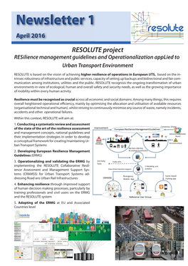 RESOLUTE Newsletter