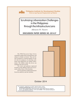 Scrutinizing Urbanization Challenges in the Philippines Through the Infrastructure Lens Adoracion M