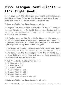 WBSS Glasgow Semi-Finals –