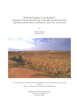 Kgalagadi Transfrontier Park, the Ae!Hai Kalahari Heritage Park Agreement and the Effects of Difference, Discourse, and the Past