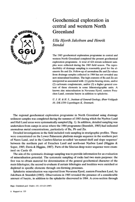 Geochemical Exploration in Central and Western North Greenland