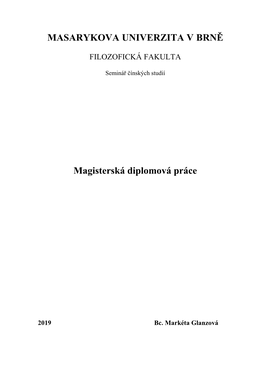 MASARYKOVA UNIVERZITA V BRNĚ Magisterská Diplomová Práce