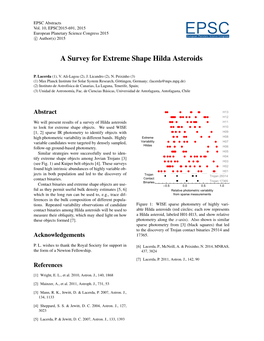 EPSC2015-691, 2015 European Planetary Science Congress 2015 Eeuropeapn Planetarsy Science Ccongress C Author(S) 2015