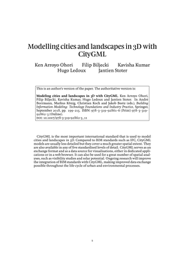 Modelling Cities and Landscapes in 3D with Citygml