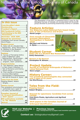 Newsletter of the Biological Survey of Canada