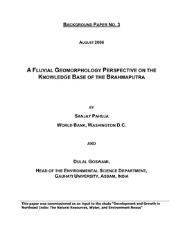 A Fluvial Geomorphology Perspective on the Knowledge Base of the Brahmaputra