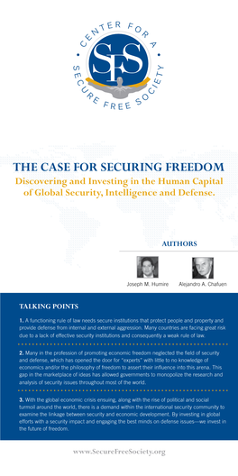 THE CASE for SECURING FREEDOM Discovering and Investing in the Human Capital of Global Security, Intelligence and Defense