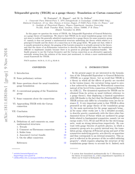 Arxiv:1811.03810V1 [Gr-Qc] 9 Nov 2018 A