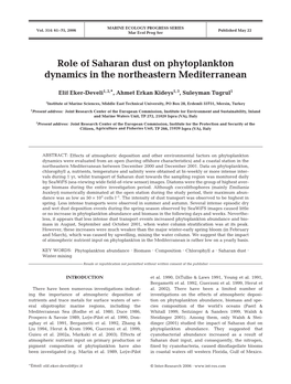 Role of Saharan Dust on Phytoplankton Dynamics in the Northeastern Mediterranean