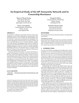 An Empirical Study of the I2P Anonymity Network and Its Censorship Resistance