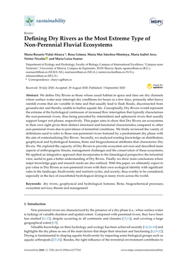 Defining Dry Rivers As the Most Extreme Type of Non-Perennial