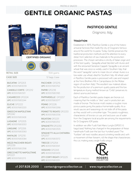 Gentile Organic Blue Bag Pasta Sell Sheet