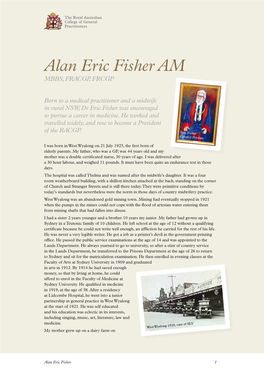 Biography of Alan Eric Fisher AM