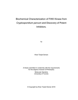 Biochemical Characterization of FIKK Kinase from Cryptosporidium Parvum and Discovery of Potent Inhibitors