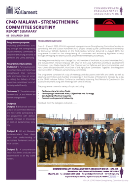 Cp4d Malawi - Strengthening Committee Scrutiny Report Summary 03 - 05 March 2020