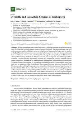 Diversity and Ecosystem Services of Trichoptera