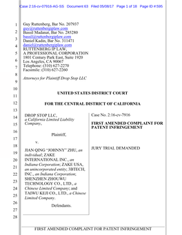 First Amended Complaint for Patent Infringement 1 2 3 4 5