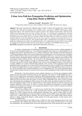 Urban Area Path Loss Propagation Prediction and Optimisation Using Hata Model at 800Mhz