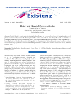 History and Historical Conceptualization Massimiliano Tomba University of California, Santa Cruz Mtomba@Ucsc.Edu