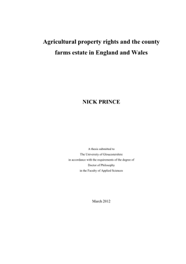Agricultural Property Rights and the County Farms Estate in England and Wales