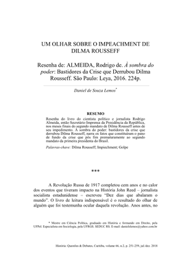 Um Olhar Sobre O Impeachment De Dilma Rousseff