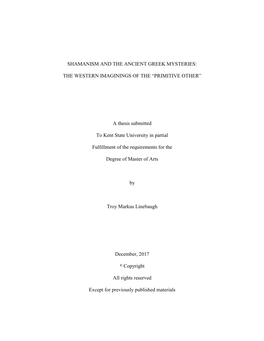 Shamanism and the Ancient Greek Mysteries