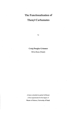 The Functionalisation of Thenylcarbamates