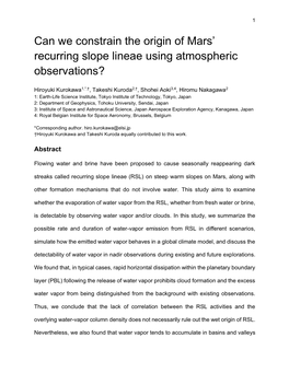 Can We Constrain the Origin of Mars' Recurring Slope Lineae Using