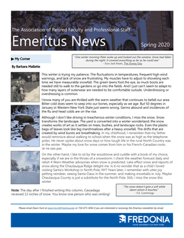 Emeritus News Spring 2020