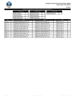 Southern Coast Cup Presented by Adidas Little Lagoon JVG Division All Dates