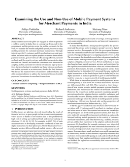 Examining the Use and Non-Use of Mobile Payment Systems for Merchant Payments in India