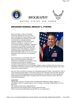 Brigadier General Bradley L. Pyburn