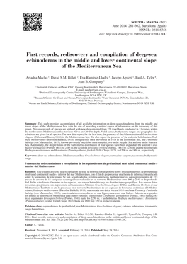 First Records, Rediscovery and Compilation of Deep-Sea Echinoderms in the Middle and Lower Continental Slope of the Mediterranean Sea