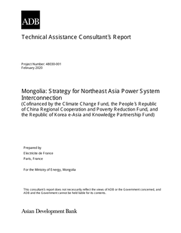 Technical Assistance Consultant's Report Mongolia: Strategy For