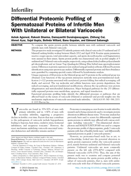 Differential Proteomic Profiling of Spermatozoal Proteins of Infertile