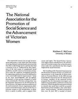 The National Association for the Promotion of Social Science and the Advancement of Victorian Women