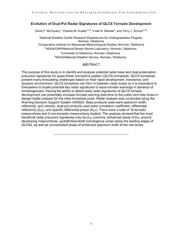 1 Evolution of Dual-Pol Radar Signatures of QLCS Tornado