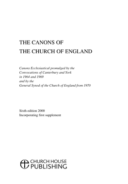 The Canons of the Church of England