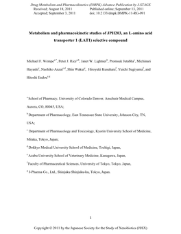 L-Type Amino Acid Transporter 1 (LAT1): Characterization of Function And