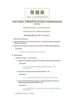 Historic Preservation Commission Agenda