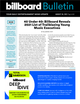 Billboard Reveals 2021 List of Trailblazing Young Music Executives