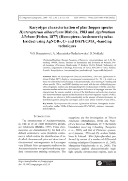 Karyotype Characterization of Planthopper Species Hysteropterum Albaceticum Dlabola, 1983 and Agalmatium Bilobum (Fieber, 1877) (Homoptera: Auchenorrhyncha