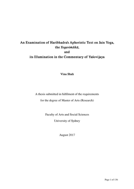 An Examination of Haribhadra's Aphoristic Text on Jain Yoga, The