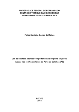 Universidade Federal De Pernambuco Centro De Tecnologia E Geociências Departamento De Oceanografia