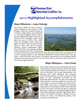 2017 Highlighted Accomplishments