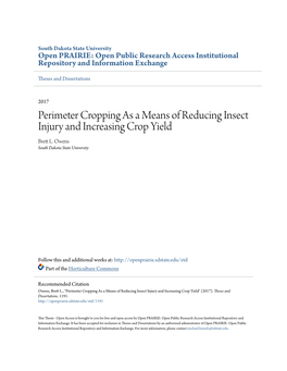 Perimeter Cropping As a Means of Reducing Insect Injury and Increasing Crop Yield Brett L