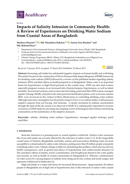 Impacts of Salinity Intrusion in Community Health: a Review of Experiences on Drinking Water Sodium from Coastal Areas of Bangladesh