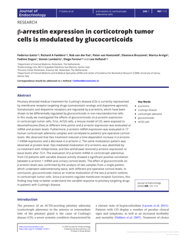 Β-Arrestin Expression in Corticotroph Tumor Cells Is Modulated by Glucocorticoids