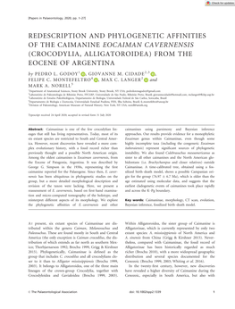 Redescription and Phylogenetic Affinities of the Caimanine