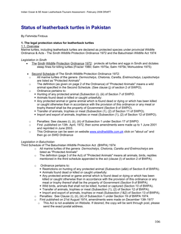 Status of Leatherback Turtles in Pakistan